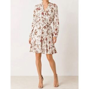LOFT Petite Floral Mini Dress SP Boho Cottagecore Tie Waist Dress